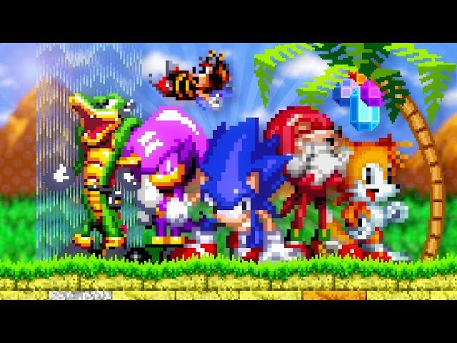 Sonic Classic Heroes: Sonic the Hedgehog 2 Chaotix Style 3 player Netplay  60fps 