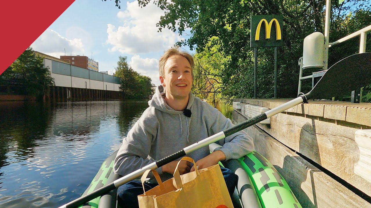 ⁣The world's only float-through McDonalds