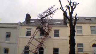 Scaffolding Is Blown Down In Stoke As Plymouth Hit By Strong Winds