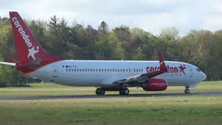 Corendon Airlines Europe B737-800 Takeoff Groningen Airport Eelde