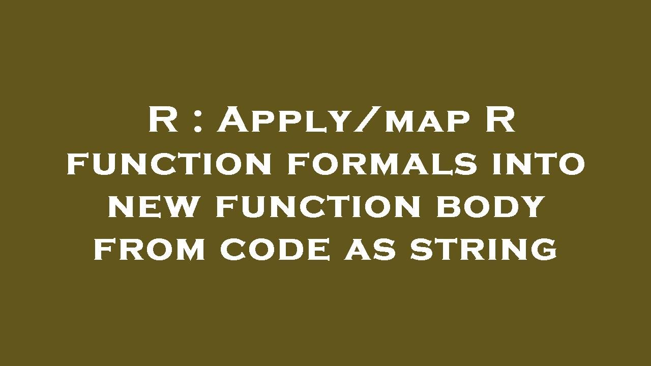 R Apply Map 