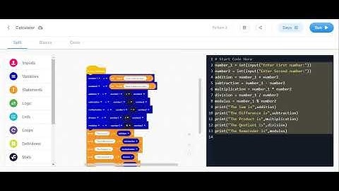 Calculator in edublocks python