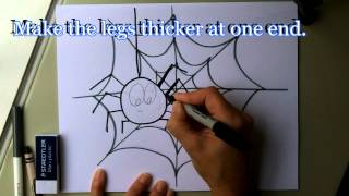 spider web draw cartoon easy friendly beginners