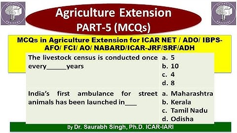 Agriculture Extension MCQs (Part-5) for ICAR-NET/ADO/AFO/ICAR-JRF/SRF/NET/IBPS-AFO/FCI/BHU/UPSC