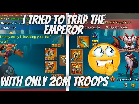 Lords Mobile - DON'T TRY THIS!!! A7med9 Trap with ONLY 22M Troops vs Emperor K Pepsi Star