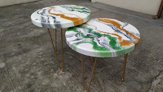 Double Round Laminated Epoxy Center Table