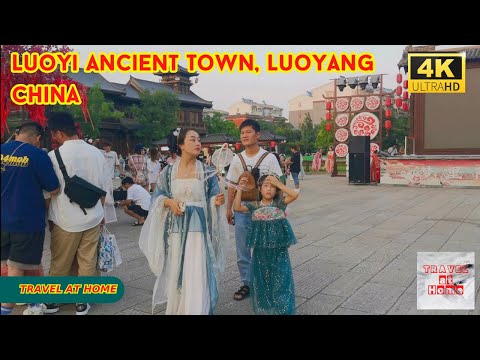 4k hdr China travel | Walk in Luoyi Ancient Town, Luoyang China |  Relaxing Natural City ambience