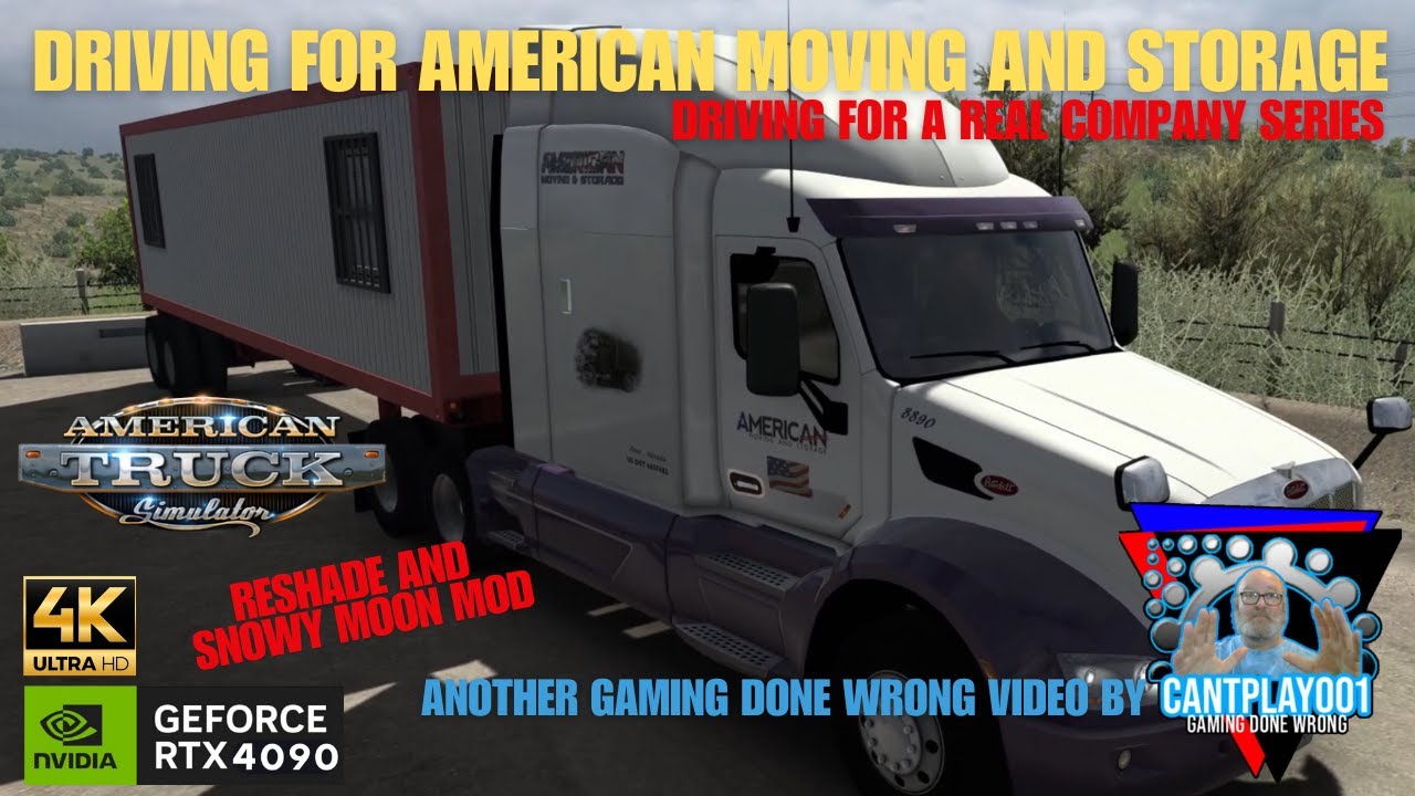 AMERICAN TRUCK SIMULATOR DRIVING FOR AMERICAN MOVING AND STORAGE 4K ULTRA HD SNOWY MOON AND RESHADE