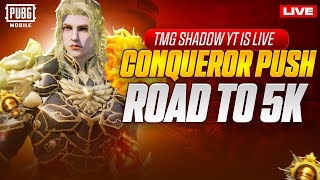 CHILL STREAM RANKPUSH LET’S GO FOR CONQUEROR 🤓| CONQUEROR CHALLENGE | TMG SHADOW | PUBGM LIVESTREAM