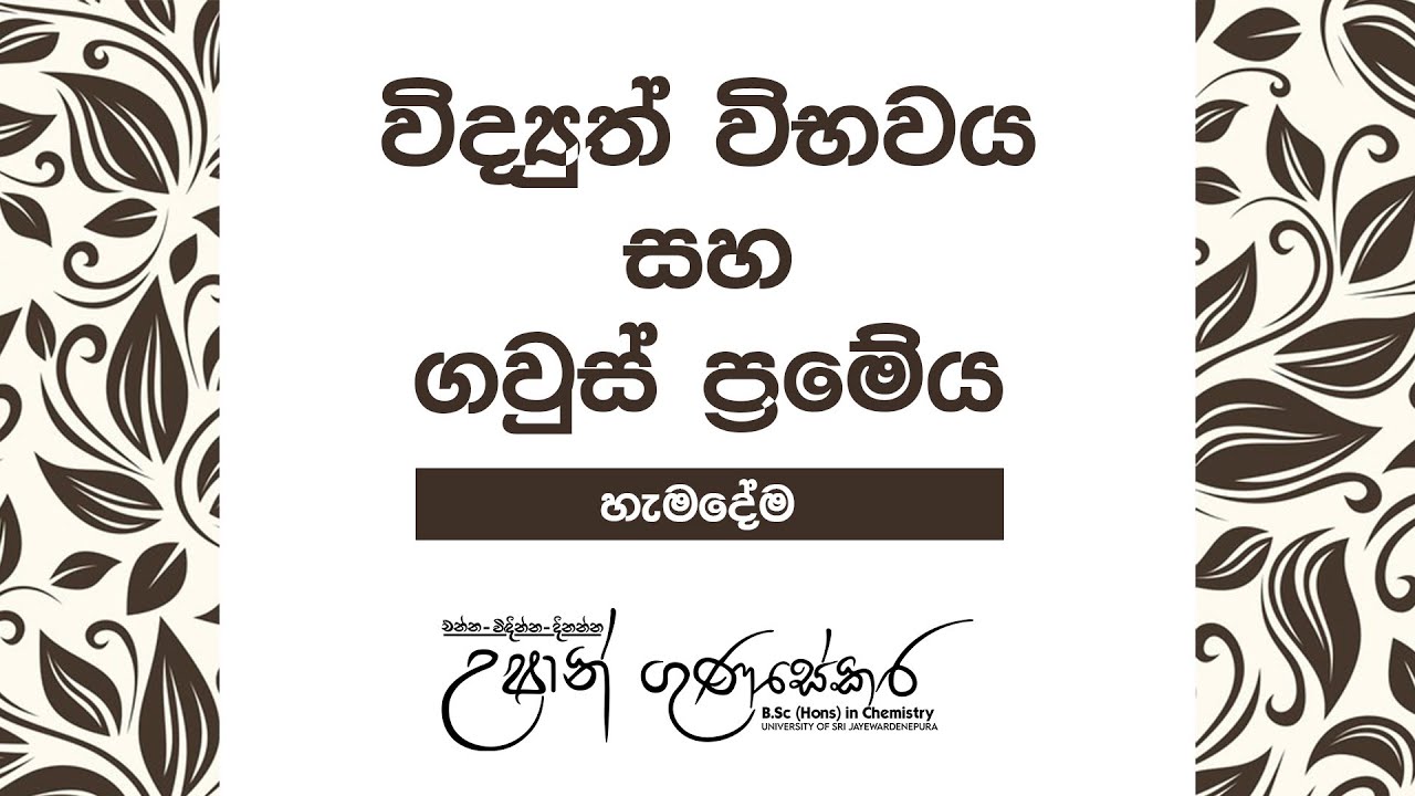 🔴 LIVE |  විද්‍යුත් විභවය සහ ගවුස් ප්‍රමේය සම්පූර්ණයෙන්ම