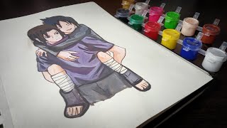 ✨DRAWING of Sasuke and Itachi - Naruto shippuden || with DOMS - 20Rs tempera colour😲💖#youtube #art