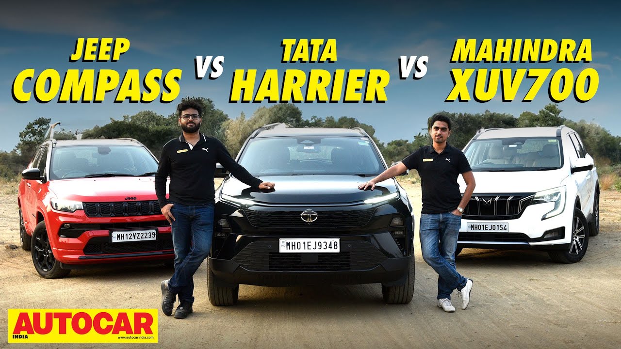 Tata Harrier vs Mahindra XUV700 vs Jeep Compass   Best diesel auto SUV  Comparison  Autocar India