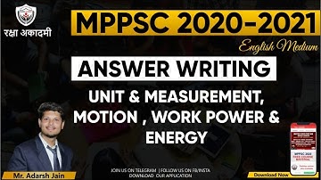 🔴 ANSWER WRITING | ENGLISH MEDIUM | MPPSC MAINS | PAPER 3 | PHYSICS | ADARSH JAIN SIR
