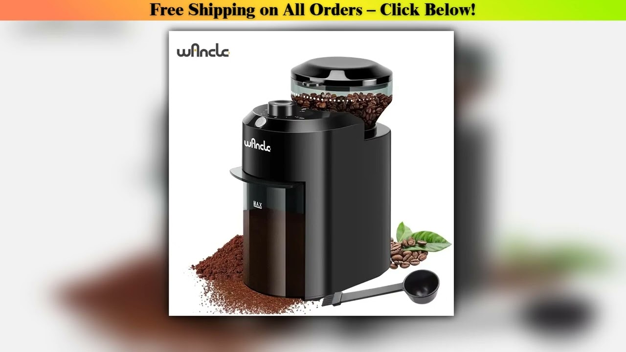 Wancle Electric Burr Coffee Grinder Adjustable Burr Mill Conical Coffee Bean Grinding with 28