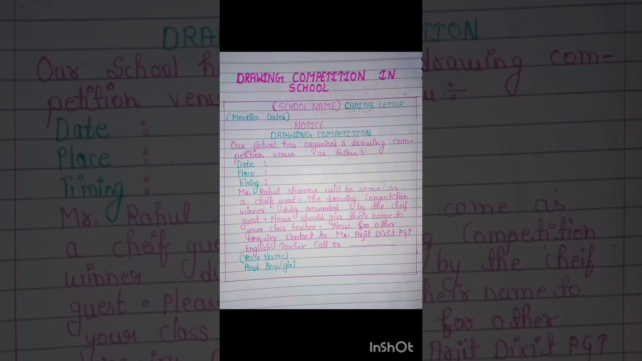 Notice Drawing competition in school # important short