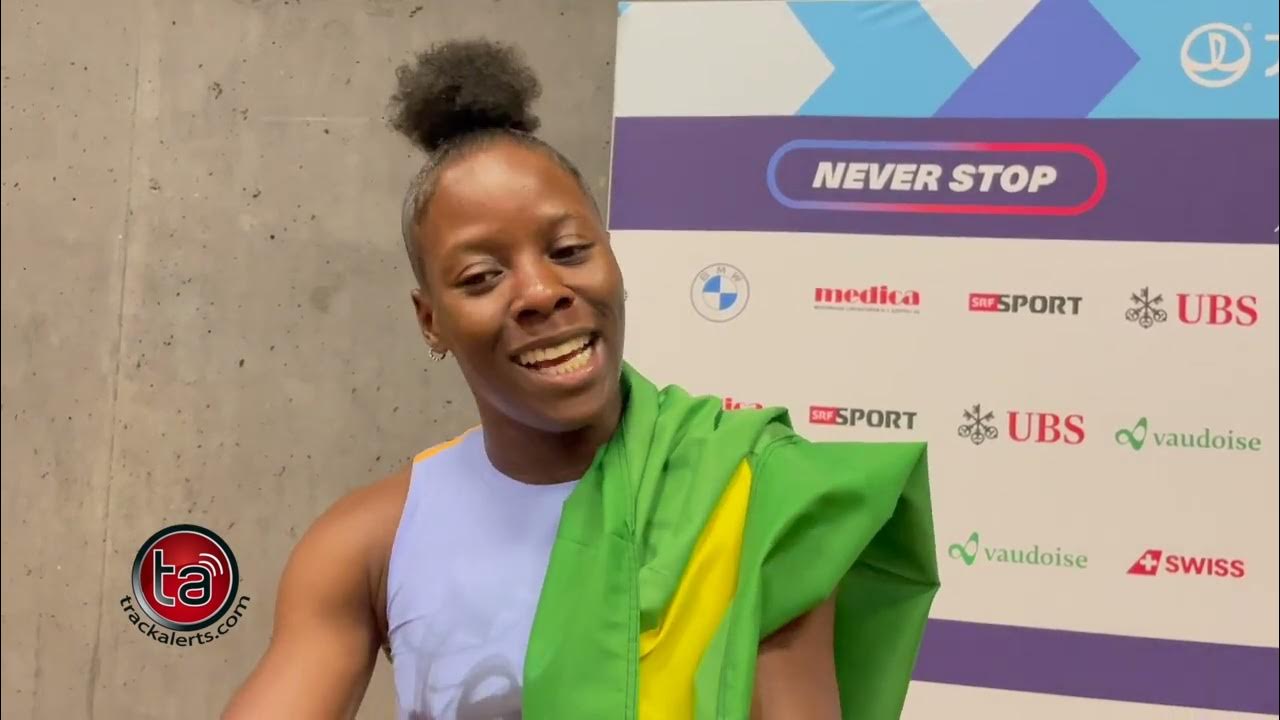 Shericka Jackson after winning 200m for 10,000 prize money Zurich