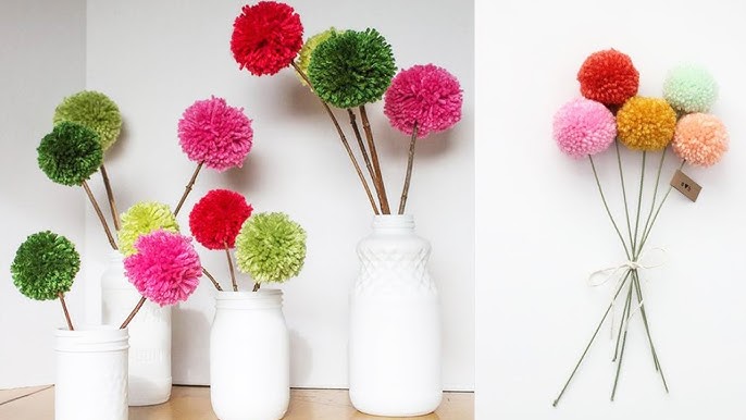 Pom Pom Yarn Flowers - Sometimes Homemade