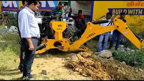 Bull agri Backhoe Loader Attachment on Eicher Tractor