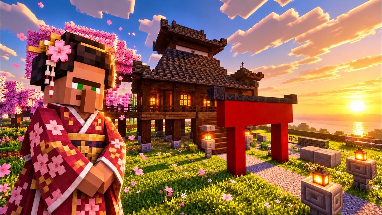 I built a beautiful Japanese house at real scale in Minecraft - YouTube