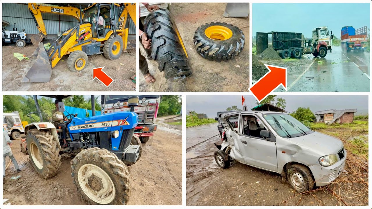 TATA 12 Tyer Dumper Big Accident | बड़े वाले टायर डाल दिए ? Monster Tyer in JCB 3dx Xpert