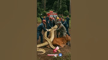 Brave Officers Battle Giant Python to Save Cow – Unbelievable Jungle #cow #pets #animalrescue