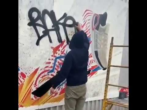 Baker MTA caps adidas mural, NYC 2018