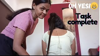 Finally Task complete hua😅 #hairstraightening Part 2#vlog by #vinny