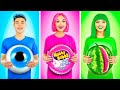 Desafío de comer alimentos de 1 color | Batalla de comida Rosa Vs Verde VS Azul por RATATA CHALLENGE