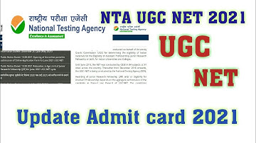 NTA UGC NET Admit card Update 2021 | UGC NET Admit card Notification 2021