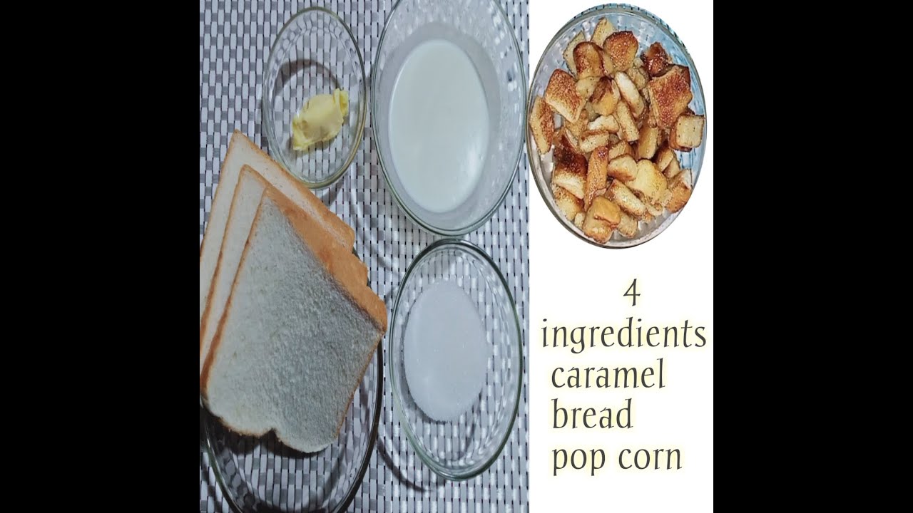 caramel bread pop corn using 4 ingredients - YouTube