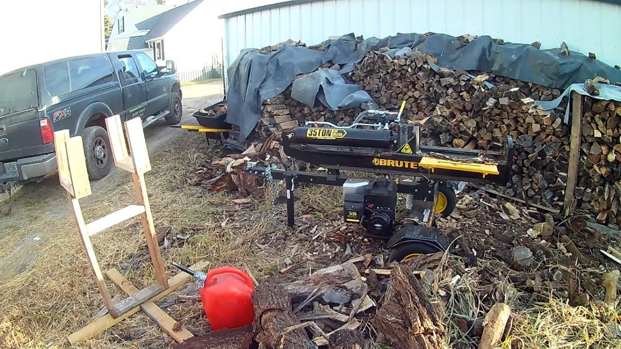 MAKING AND SELLING FIREWOOD WITH A BRUTE LOG SPLITTER - YouTube