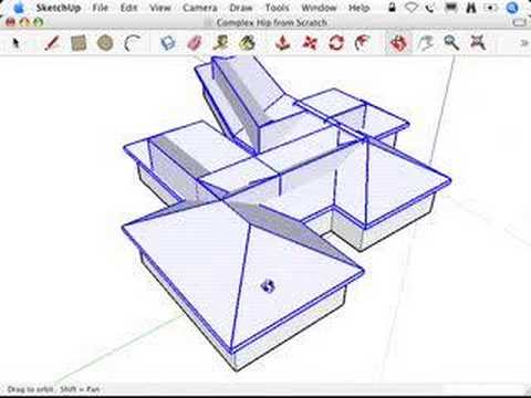 SketchUp: Complex hip roofs and the Follow Me tool