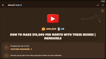 HOW TO MAKE $10,000 PER MONTH WITH THESE NICHES | MEMEGIRLS | Memefi New Video Code