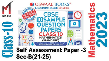Oswaal Sample Paper Maths Standard Class 10 CBSE I Self Assessment Paper -3 (Sec-B)_21-25, 2023