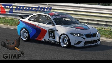 IRACING livery design tutorial, painting the BMW M2 using gimp and photopea