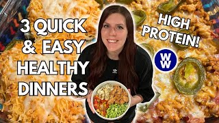 3 QUICK & EASY HIGH PROTEIN HEALTHY DINNER RECIPES | WeightWatchers Points, Calories & Protein