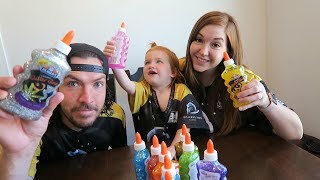 3 COLORS OF GLUE SLIME CHALLENGE!  **huge mess**