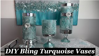 DIY Bling Turquoise Vases