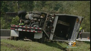 Hazmat Crews Respond To Overturned Tractor Trailer Leaking Diesel Fuel