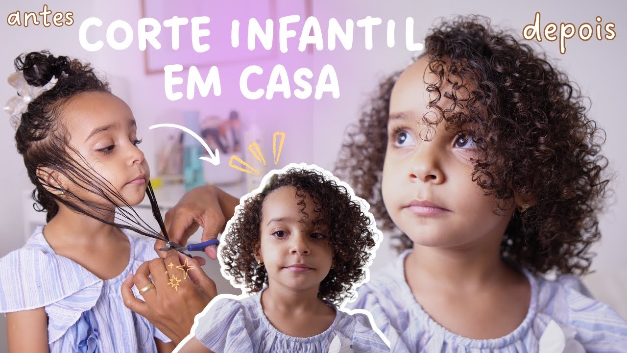 PASSO A PASSO Como cortar cabelo cacheado de criança em casa - Corte de camadas Leves infantil