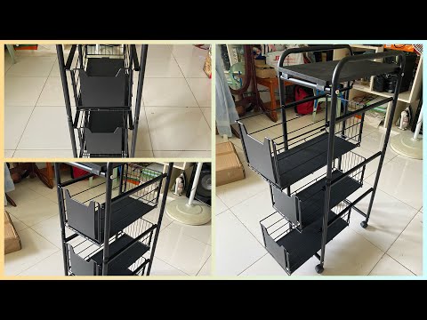 3 Tier Utility Trolley Cart Storage Rack Shelf with Organizer || Shopee Budol || Kitchen