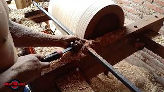 CRAZY HOMEMADE LATHE FOR THE BIG LOGS