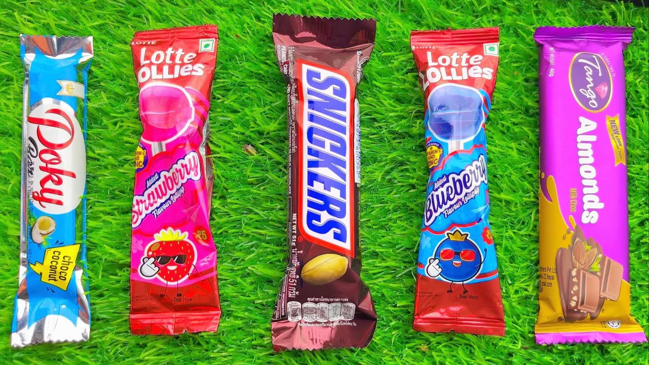 ASMR Most Popular Candys / some lots of colorful rainbow lollipop candy / unpacking chocolate eat