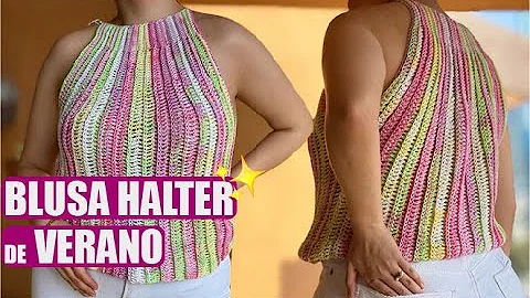 CMO TEJER ESTA BLUSA HALTER PLISADA - TEJIDOS DE V...