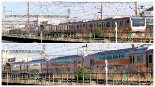 （グランドE233系）JR東日本E233系0番台 H56編成グリーン車4両組込み試運転シーン（2024.2.9）