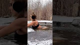 Ice Bath In Frozen Natural Water Cold Plunge