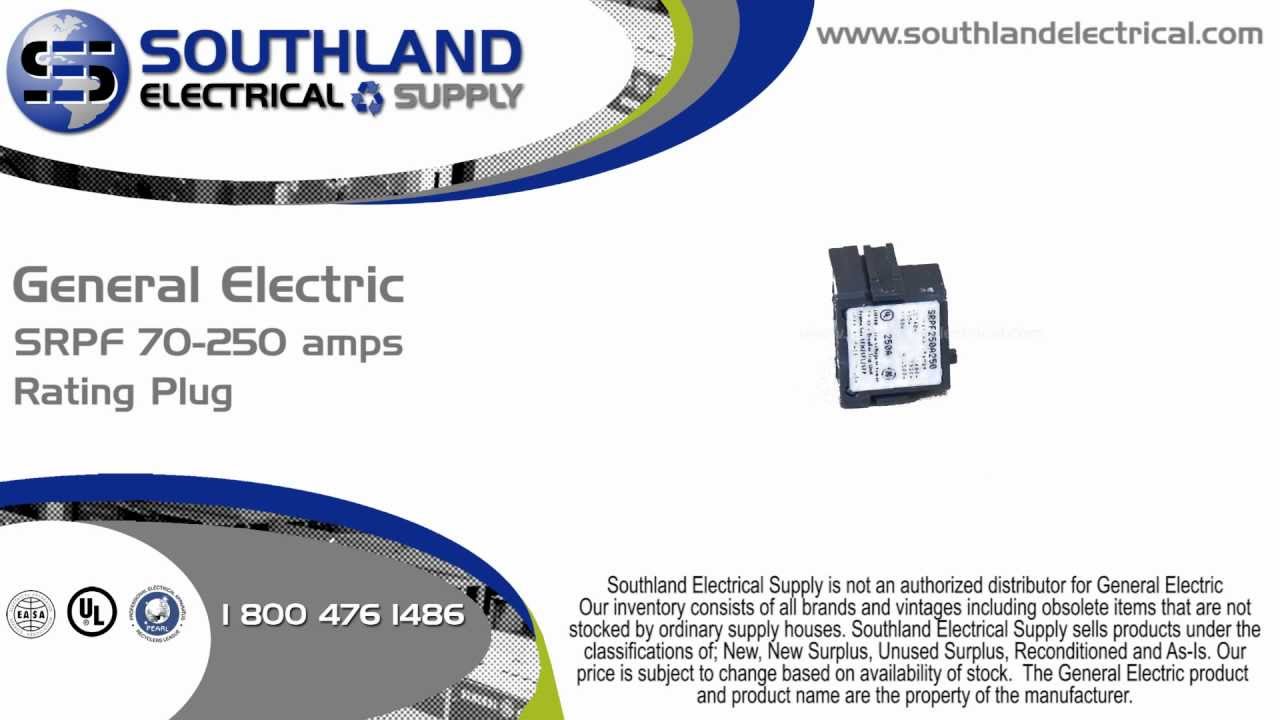 General Electric SRPF250A200, 200 Amp Rating Plug for 250 Amp Sensor