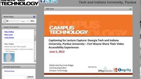 Closed Captioning with Lecture Capture: Georgia Tech and IPFW Case Studies
