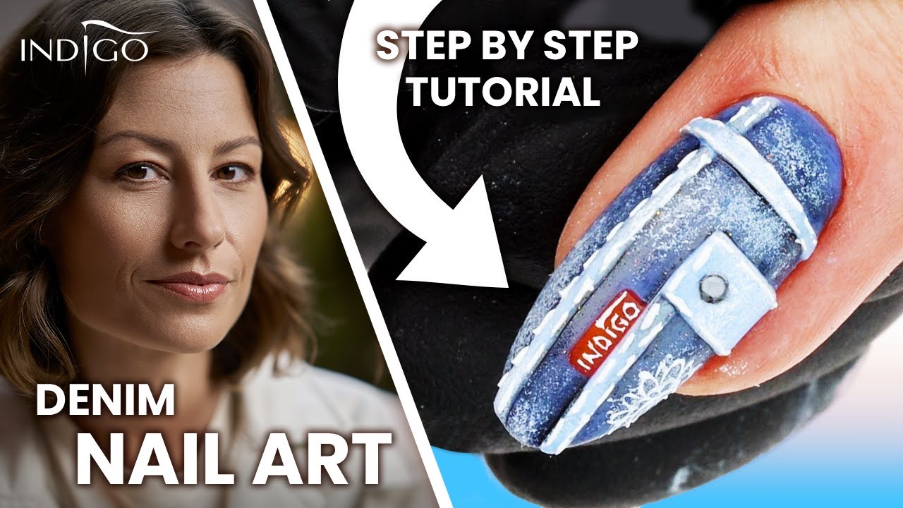 Denim nails tutorial Hybrid nail art step by step | Indigo Nails