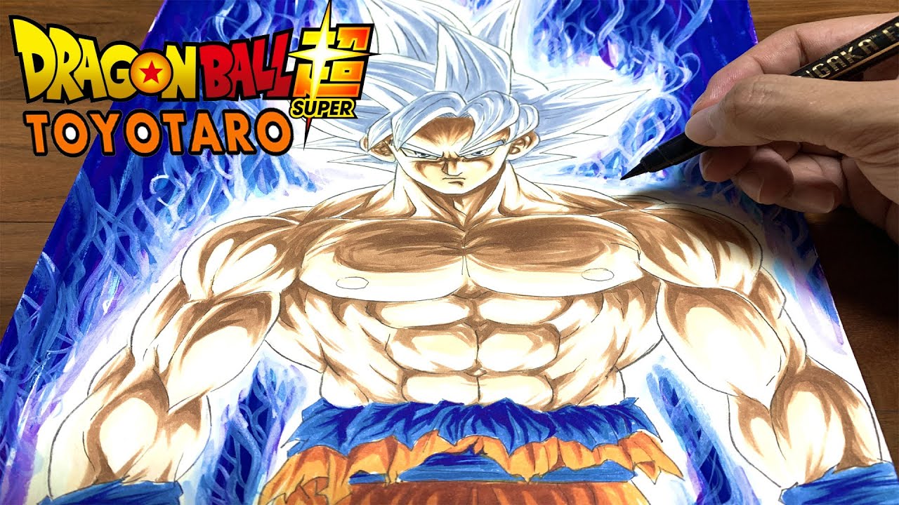 Arte de linha preto e branco de Goku Super Saiyan Mangaka